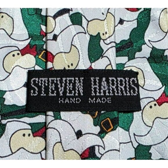 Santa Claus Neck Tie Steven Harris Green Suit Christmas Ziggy Face Holiday Party - Picture 3 of 6